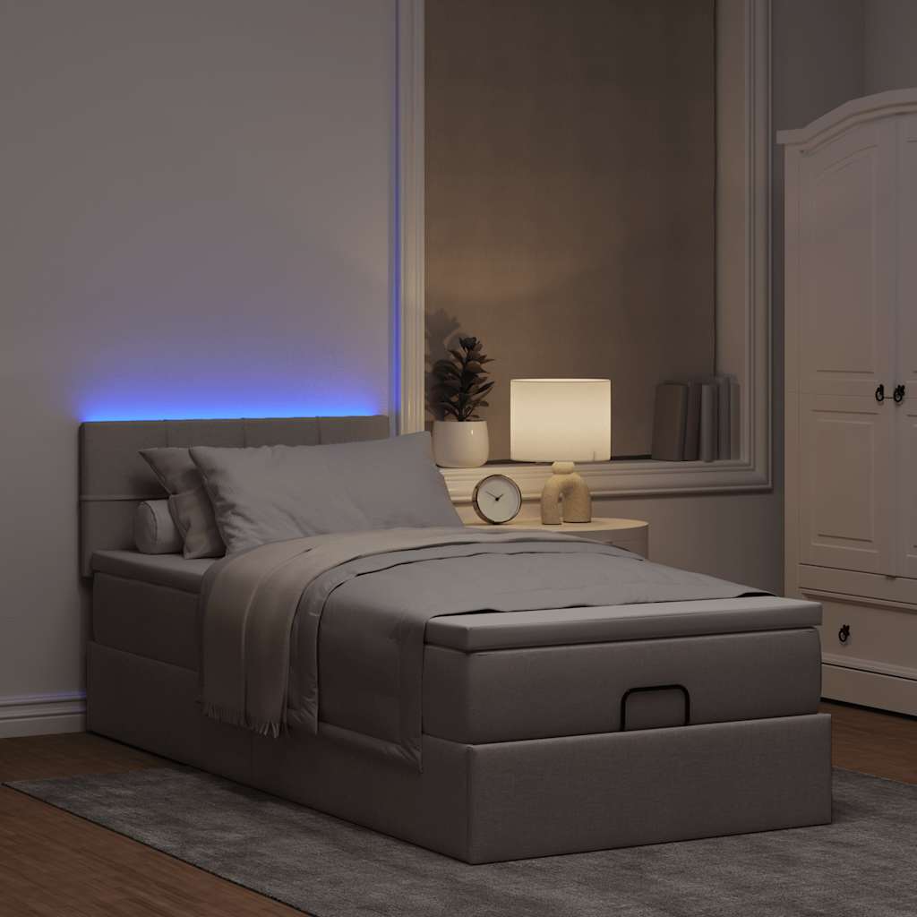 Ottoman bed met matras en LED's 100x200 cm stof taupe