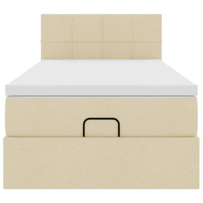Ottoman bed met matras en LED's 100x200 cm stof crèmekleurig