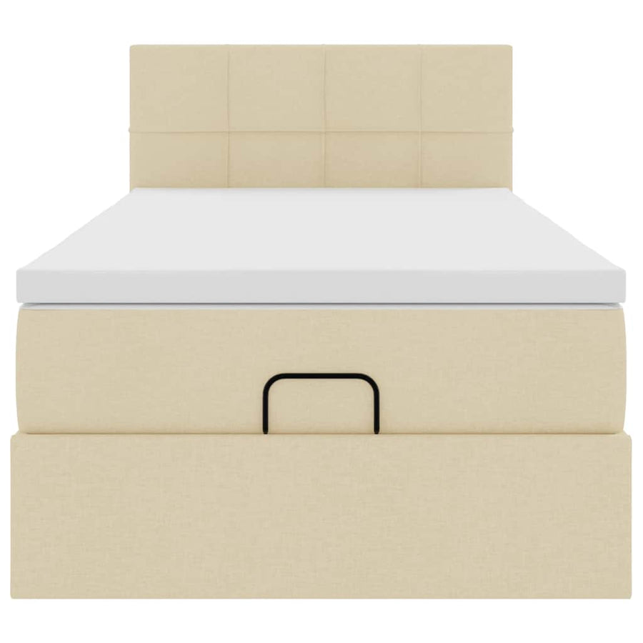Ottoman bed met matras en LED's 100x200 cm stof crèmekleurig