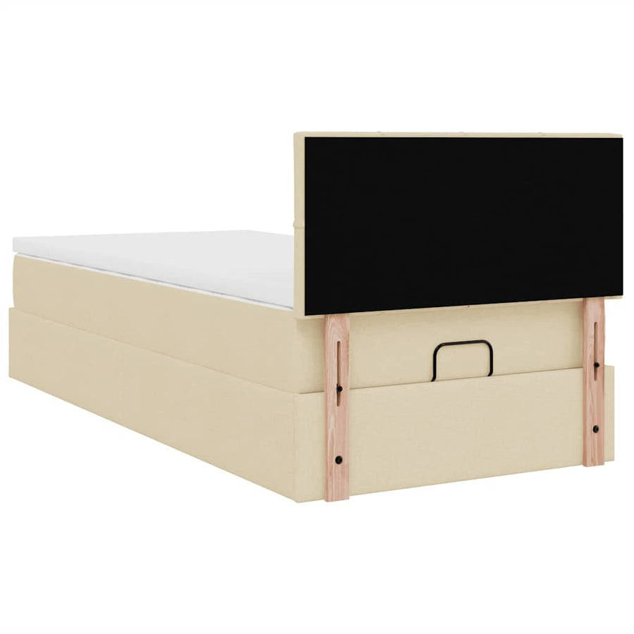 Ottoman bed met matras en LED's 100x200 cm stof crèmekleurig