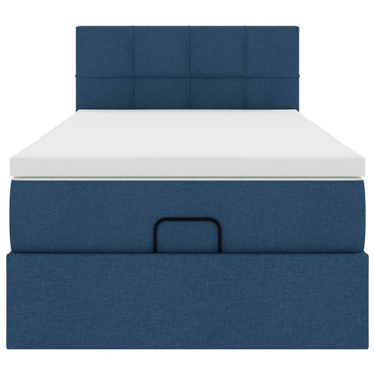 Ottoman bed met matras en LED's 100x200 cm stof blauw