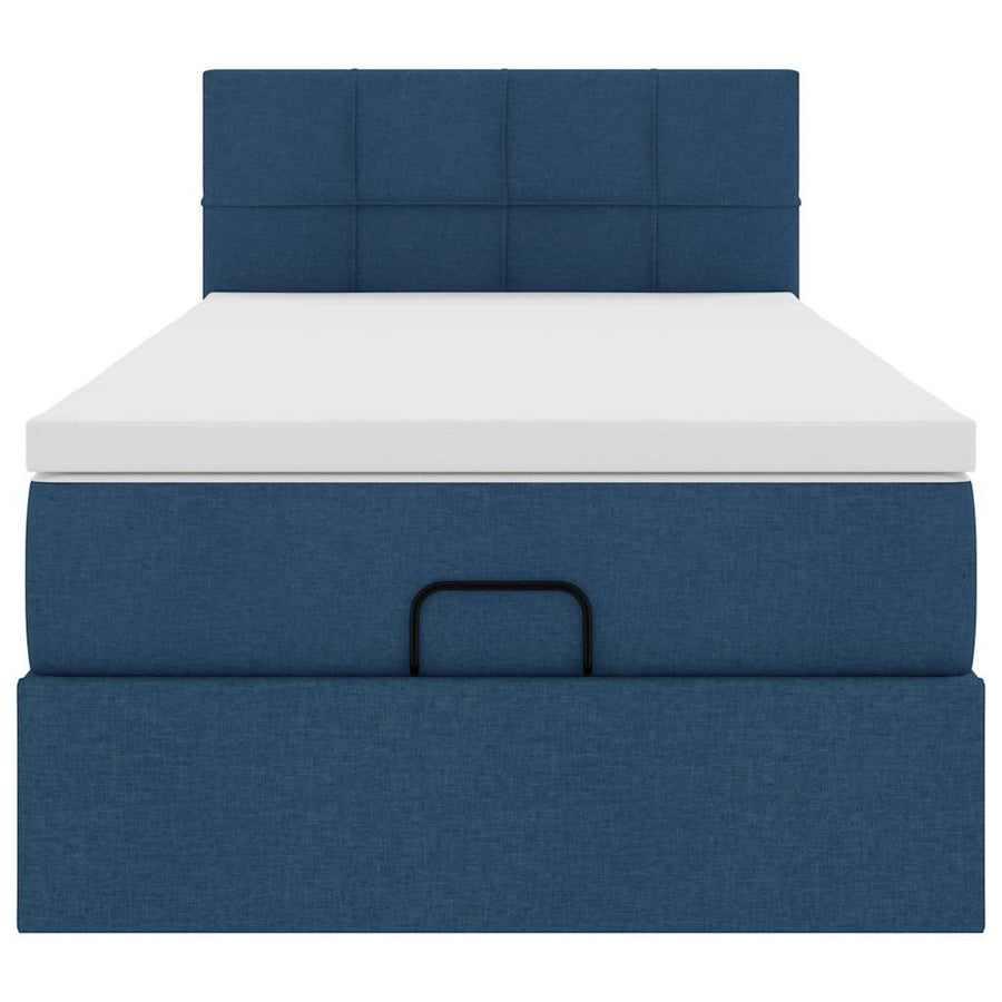 Ottoman bed met matras en LED's 100x200 cm stof blauw