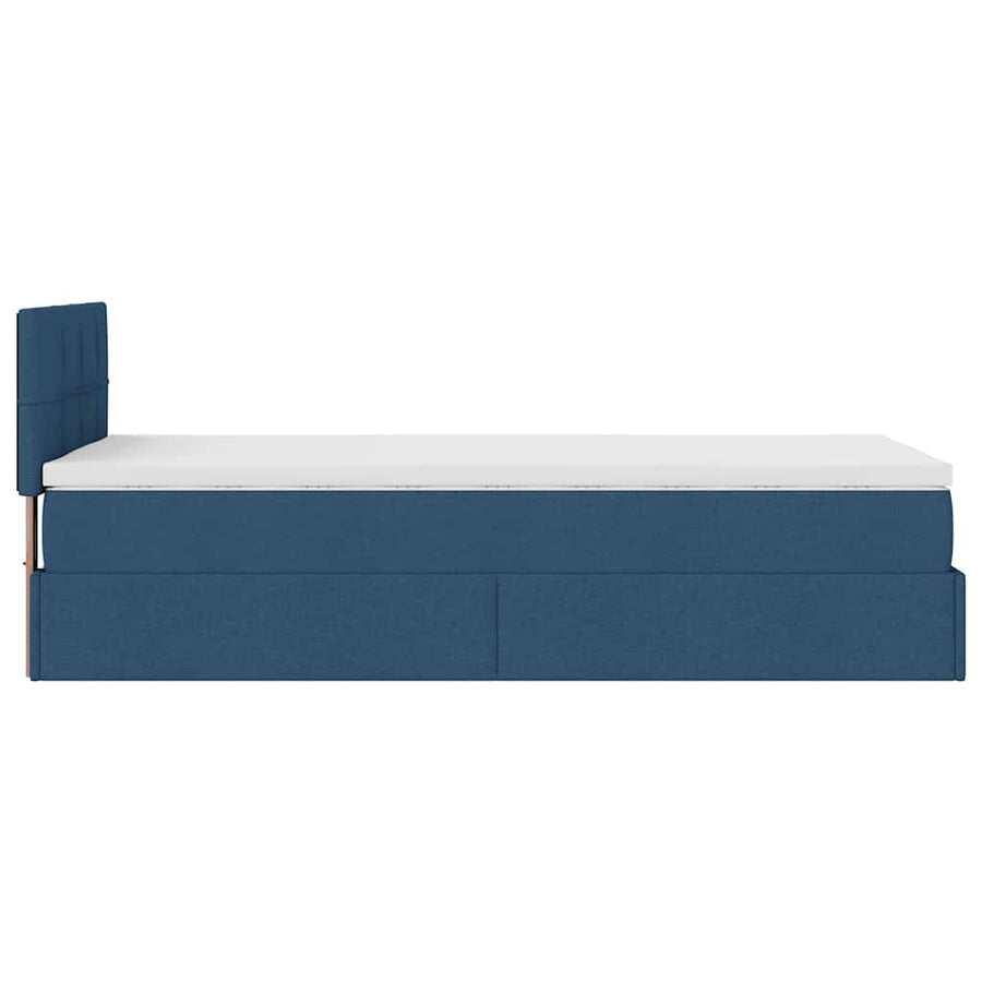 Ottoman bed met matras en LED's 100x200 cm stof blauw