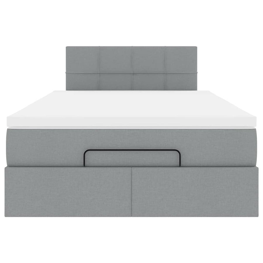 Ottoman bed met matras en LED's 120x190 cm stof lichtgrijs