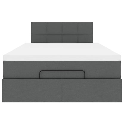 Ottoman bed met matras en LED's 120x190 cm stof donkergrijs
