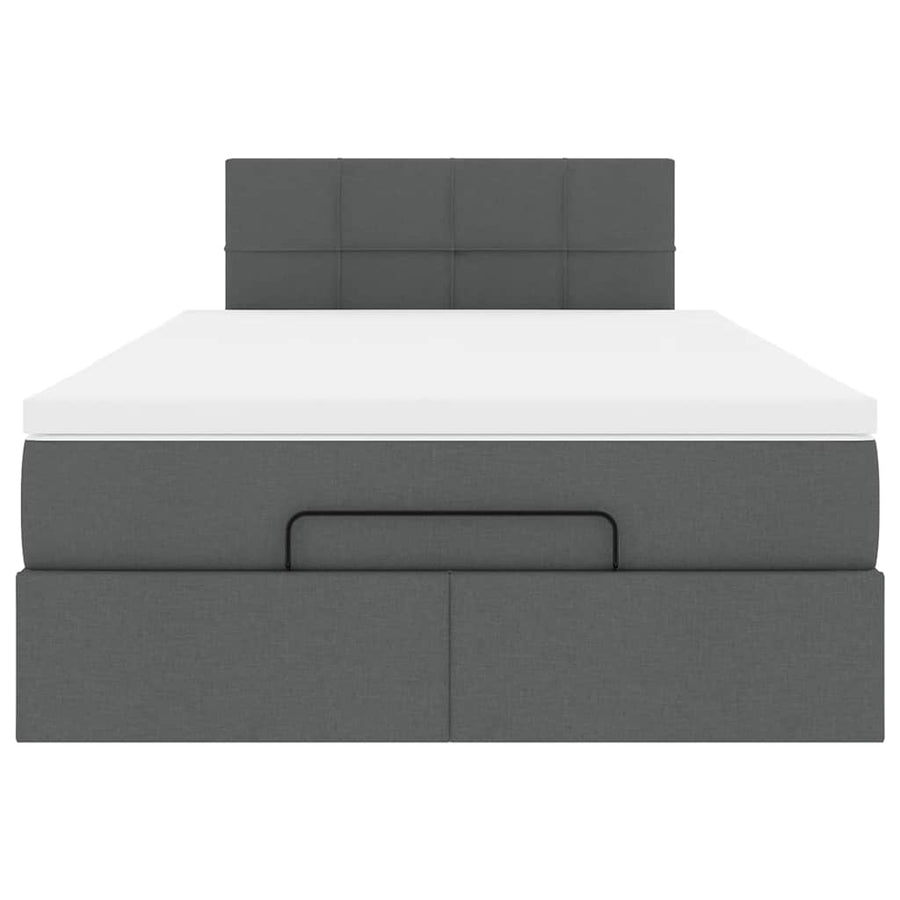Ottoman bed met matras en LED's 120x190 cm stof donkergrijs