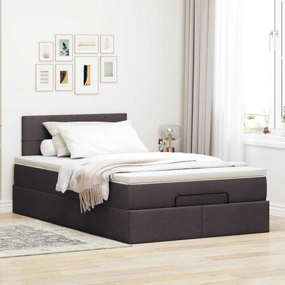 Ottoman bed met matras en LED's 120x190 cm stof donkerbruin