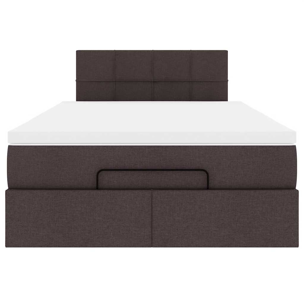 Ottoman bed met matras en LED's 120x190 cm stof donkerbruin