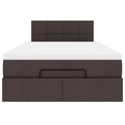 Ottoman bed met matras en LED's 120x190 cm stof donkerbruin