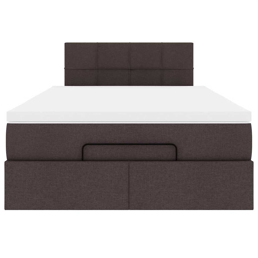 Ottoman bed met matras en LED's 120x190 cm stof donkerbruin