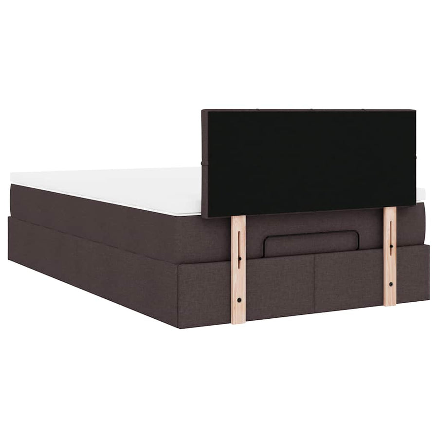 Ottoman bed met matras en LED's 120x190 cm stof donkerbruin