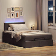 Ottomaan bed 120x190 cm stof donkerbruin met matras en LED