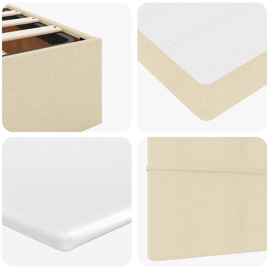 Ottoman bed met matras en LED's 120x190cm stof crèmekleurig