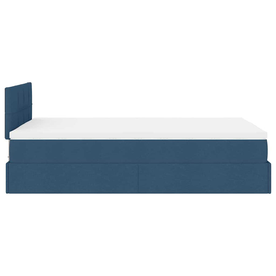 Ottoman bed met matras en LED's 120x190 cm stof blauw