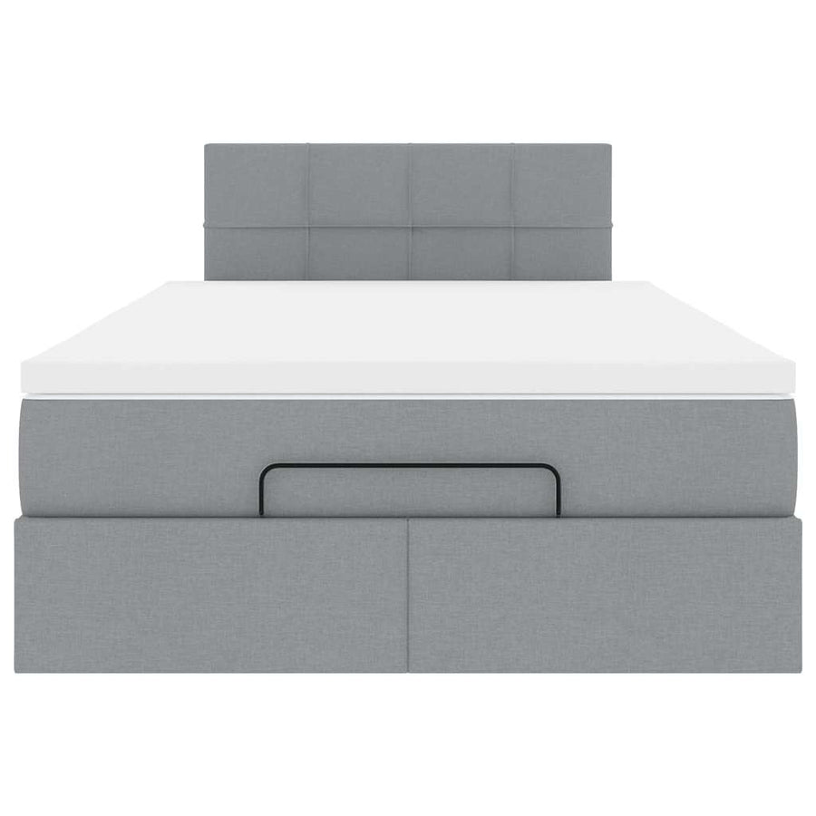 Ottoman bed met matras en LED's 120x200 cm stof lichtgrijs