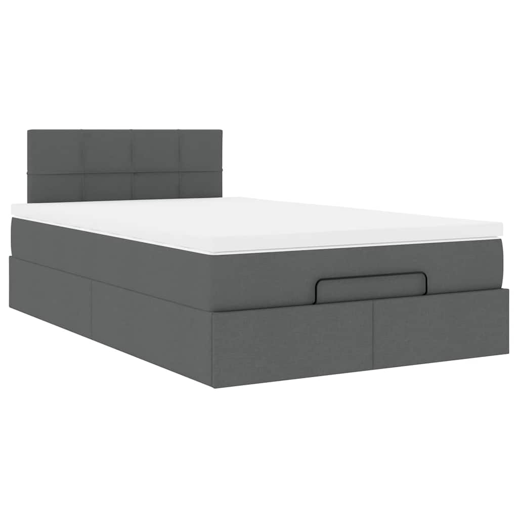 Ottoman bed met matras en LED's 120x200 cm stof donkergrijs