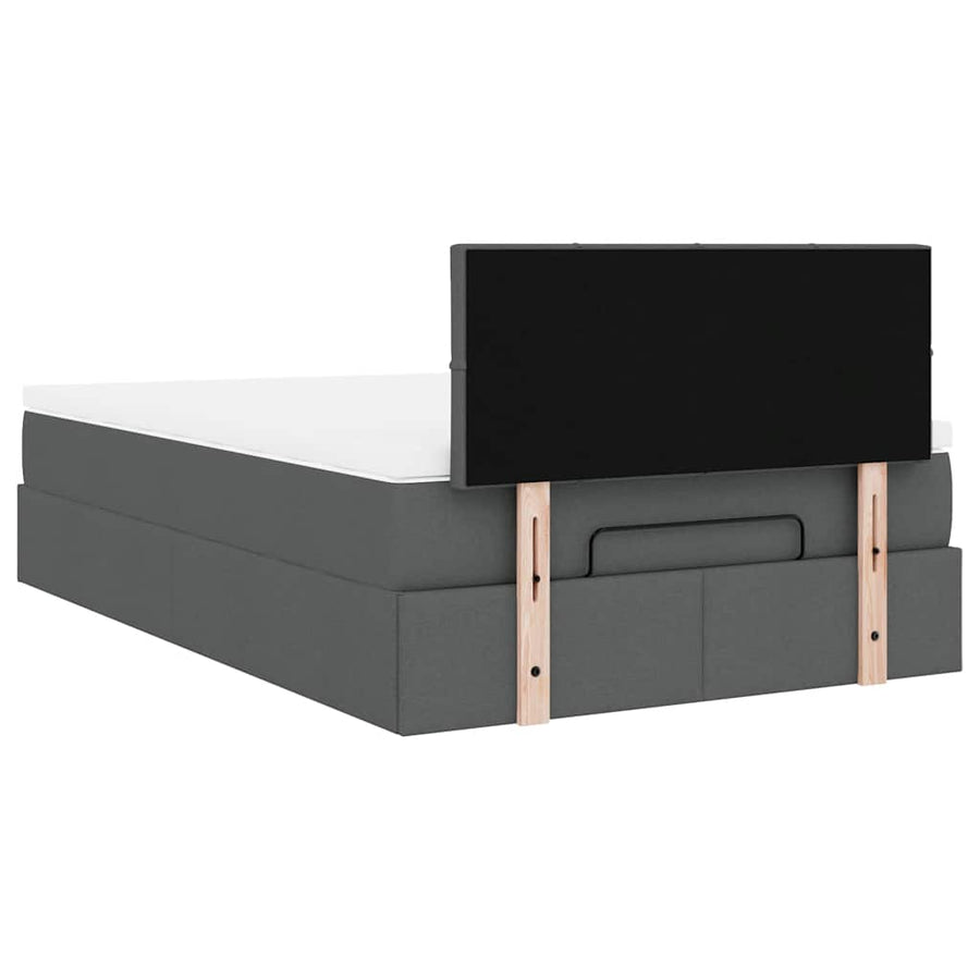 Ottoman bed met matras en LED's 120x200 cm stof donkergrijs