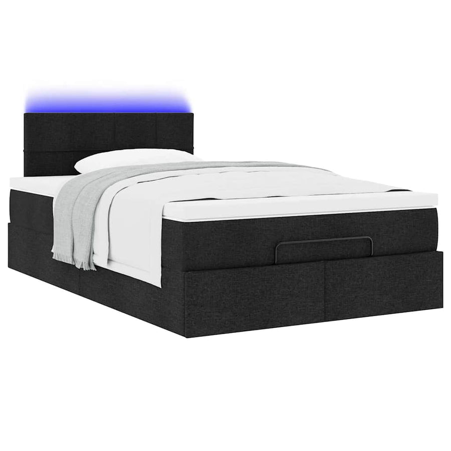 Ottoman bed met matras en LED's 120x200 cm stof zwart