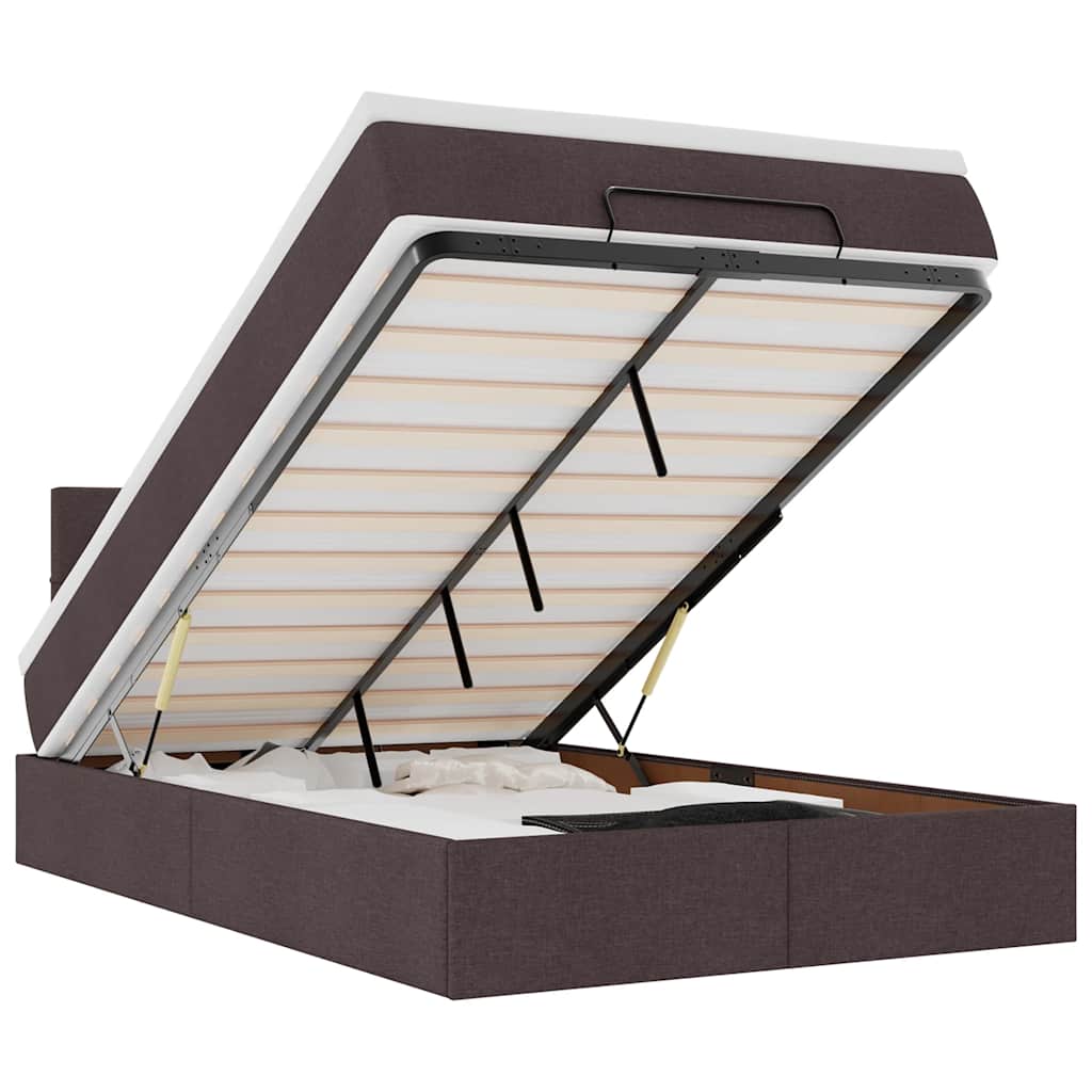 Ottoman bed met matras en LED's 120x200 cm stof donkerbruin