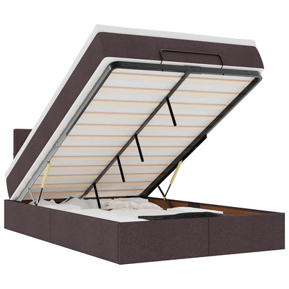 Ottoman bed met matras en LED's 120x200 cm stof donkerbruin