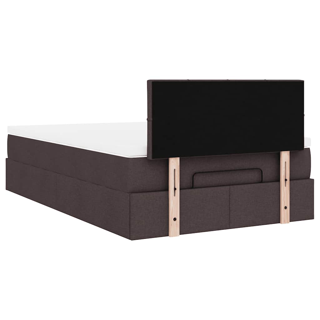 Ottoman bed met matras en LED's 120x200 cm stof donkerbruin