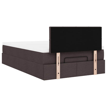 Ottoman bed met matras en LED's 120x200 cm stof donkerbruin
