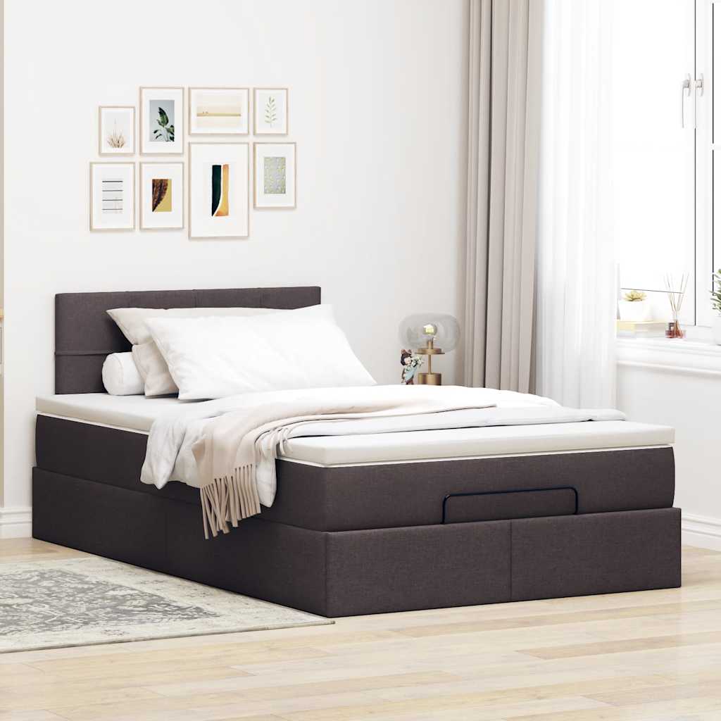 Ottoman bed met matras en LED's 120x200 cm stof donkerbruin