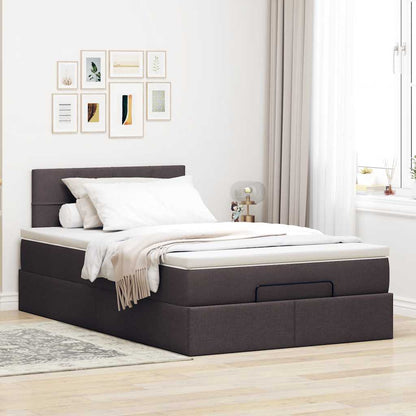 Ottoman bed met matras en LED's 120x200 cm stof donkerbruin