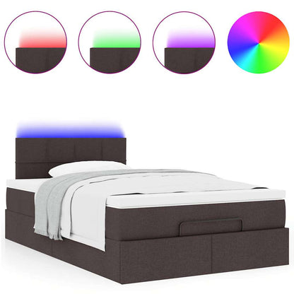 Ottoman bed met matras en LED's 120x200 cm stof donkerbruin