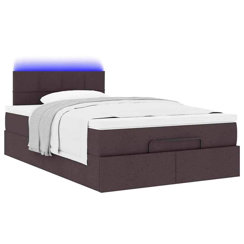 Ottoman bed met matras en LED's 120x200 cm stof donkerbruin