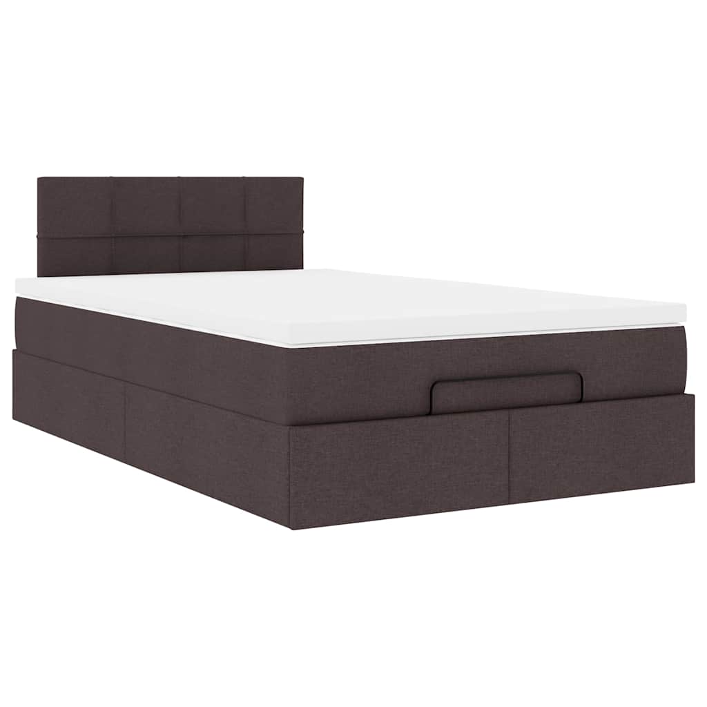 Ottoman bed met matras en LED's 120x200 cm stof donkerbruin