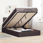 Ottoman bed 120x200 cm stof donkerbruin met matras en LED