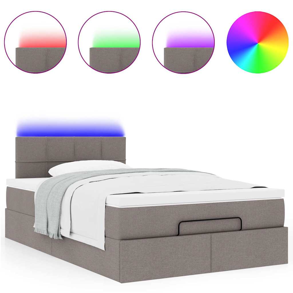 Ottoman bed met matras en LED's 120x200cm stof taupe