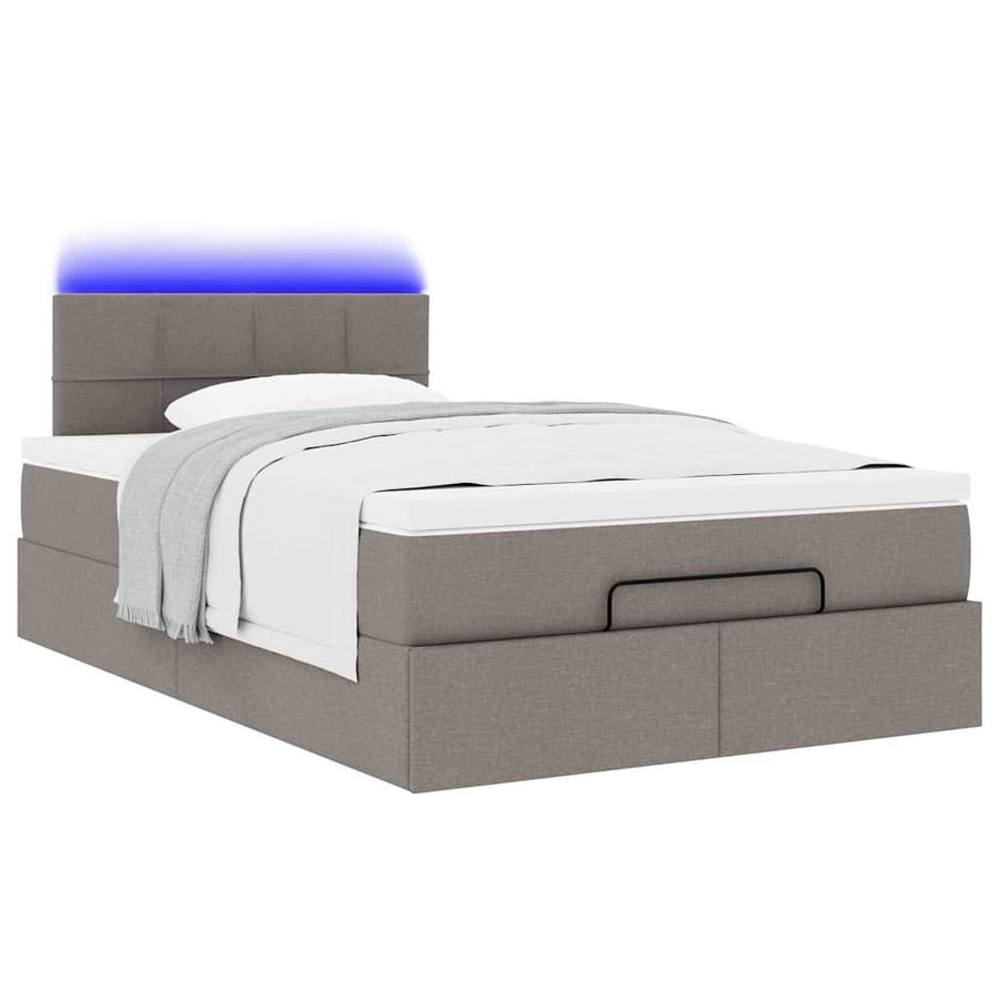 Ottoman bed met matras en LED's 120x200cm stof taupe
