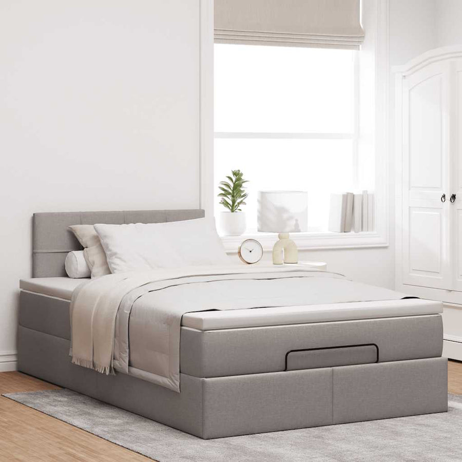 Ottoman bed met matras en LED's 120x200cm stof taupe