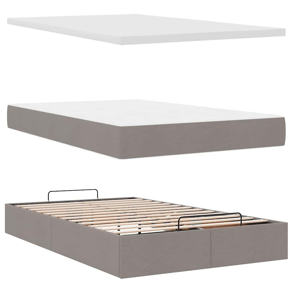 Ottoman bed met matras en LED's 120x200cm stof taupe