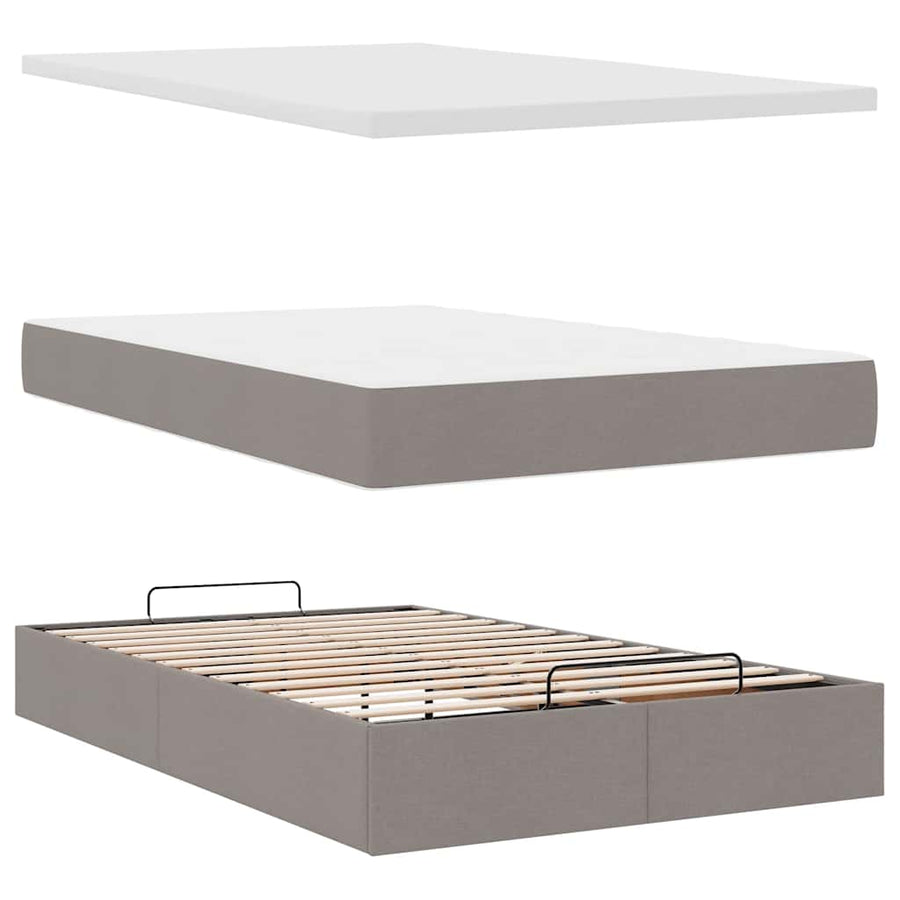 Ottoman bed met matras en LED's 120x200cm stof taupe