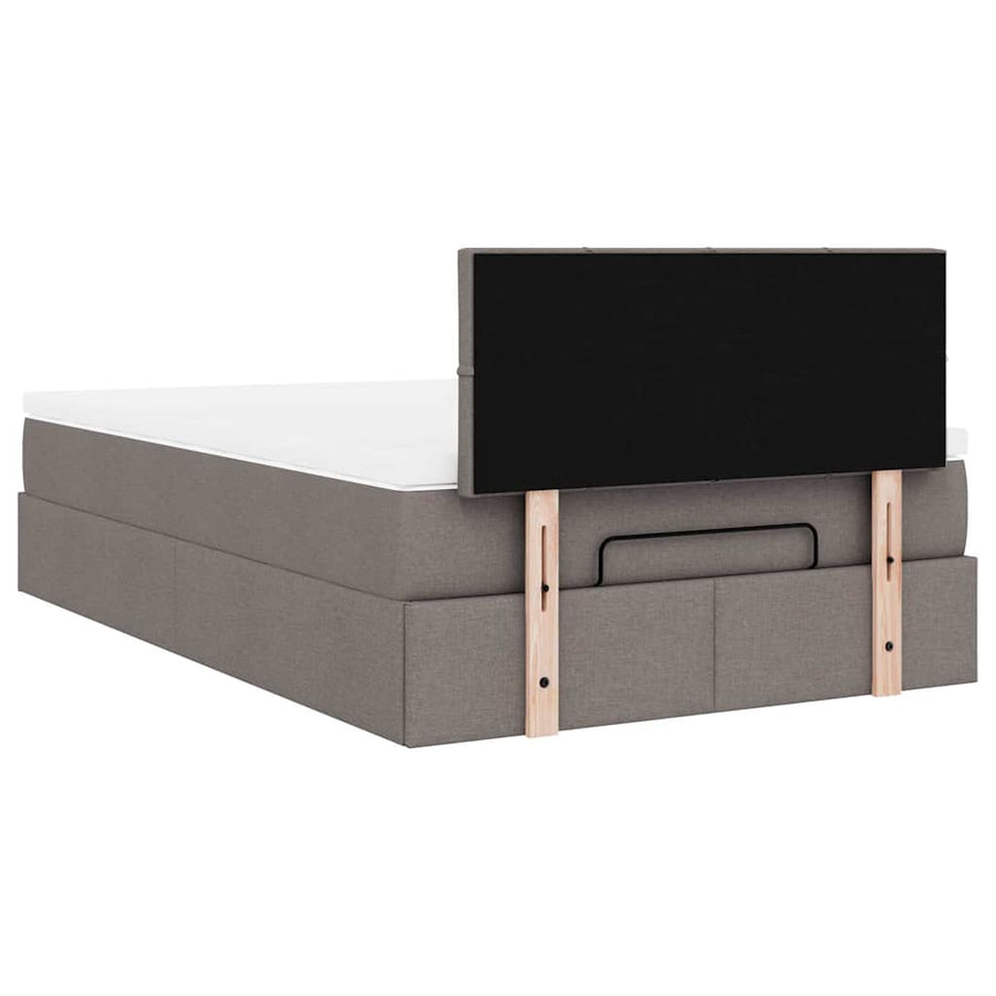 Ottoman bed met matras en LED's 120x200cm stof taupe