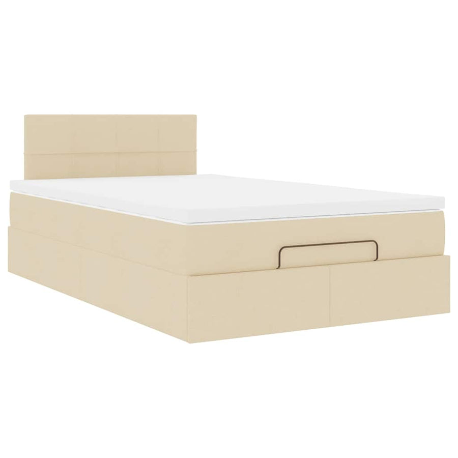 Ottoman bed met matras en LED's 120x200cm stof crèmekleurig