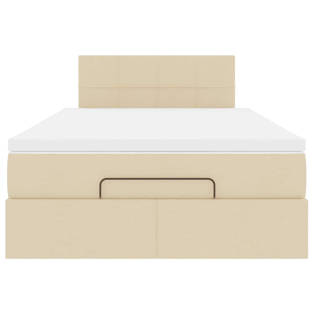 Ottoman bed met matras en LED's 120x200cm stof crèmekleurig