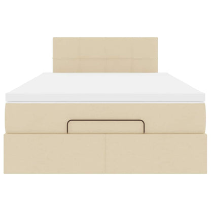 Ottoman bed met matras en LED's 120x200cm stof crèmekleurig
