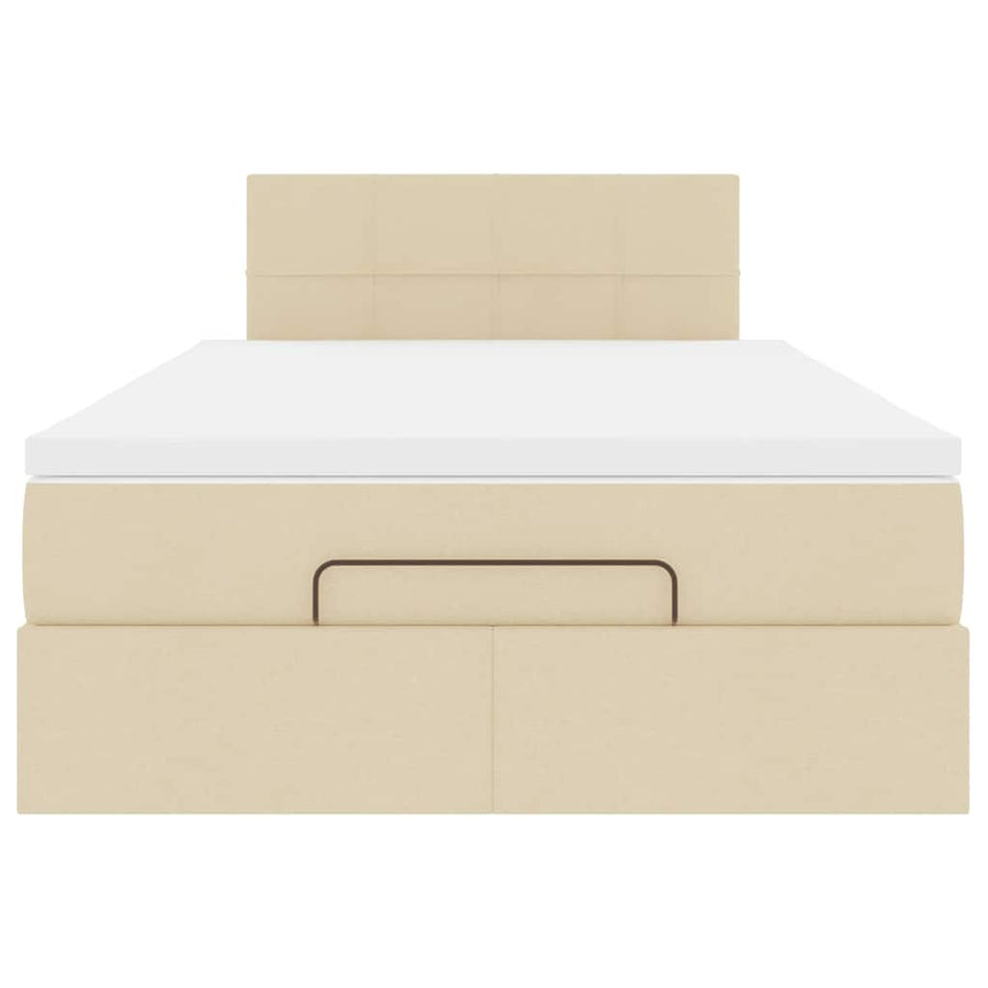 Ottoman bed met matras en LED's 120x200cm stof crèmekleurig