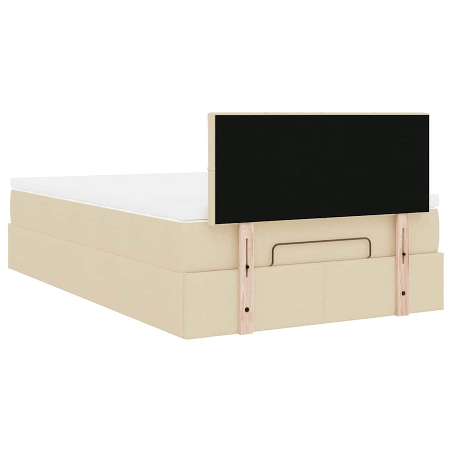 Ottoman bed met matras en LED's 120x200cm stof crèmekleurig