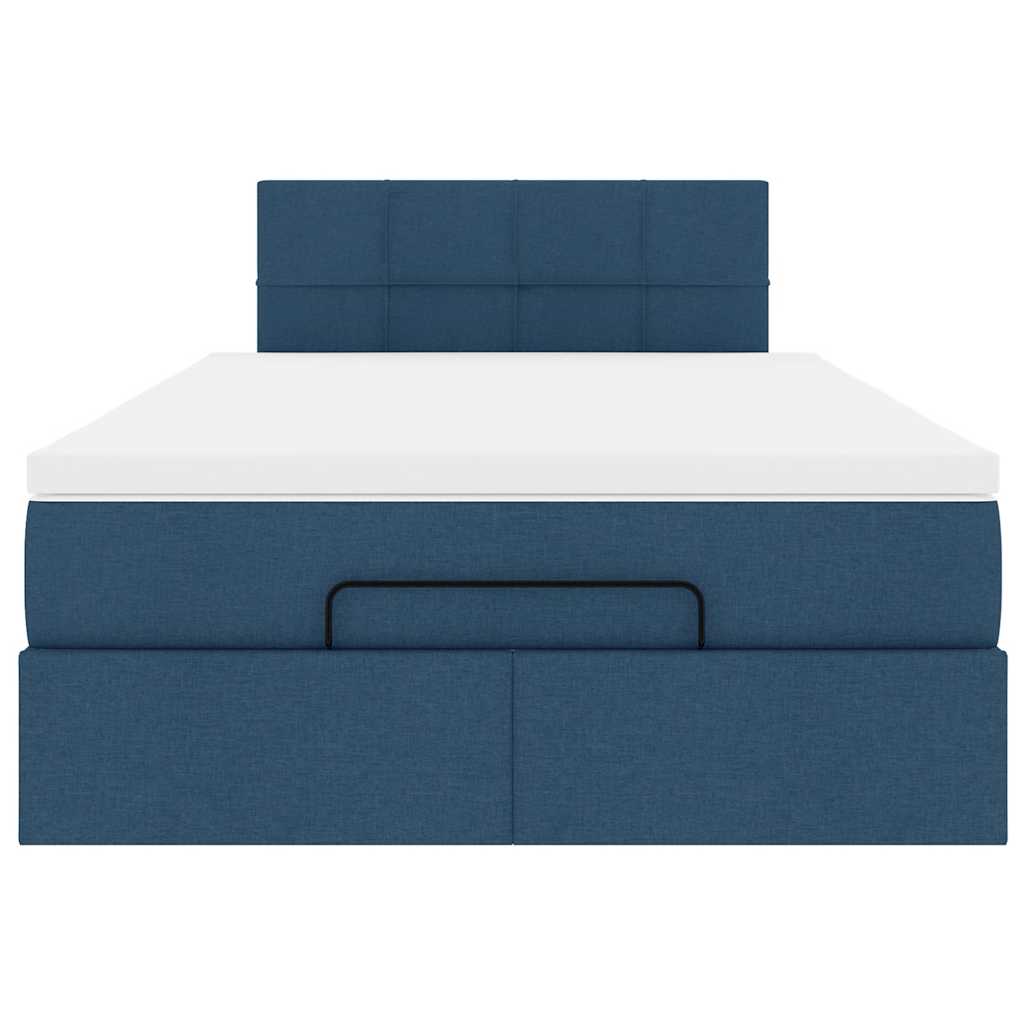 Ottoman bed met matras en LED's 120x200 cm stof blauw