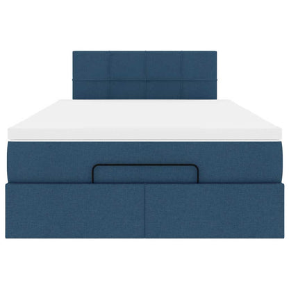 Ottoman bed met matras en LED's 120x200 cm stof blauw