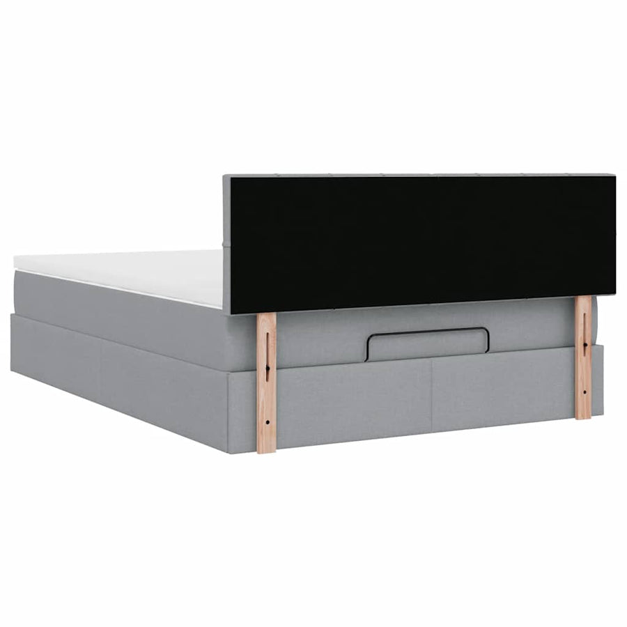 Bed poef met matras en LED's stof 140x190 cm lichtgrijs