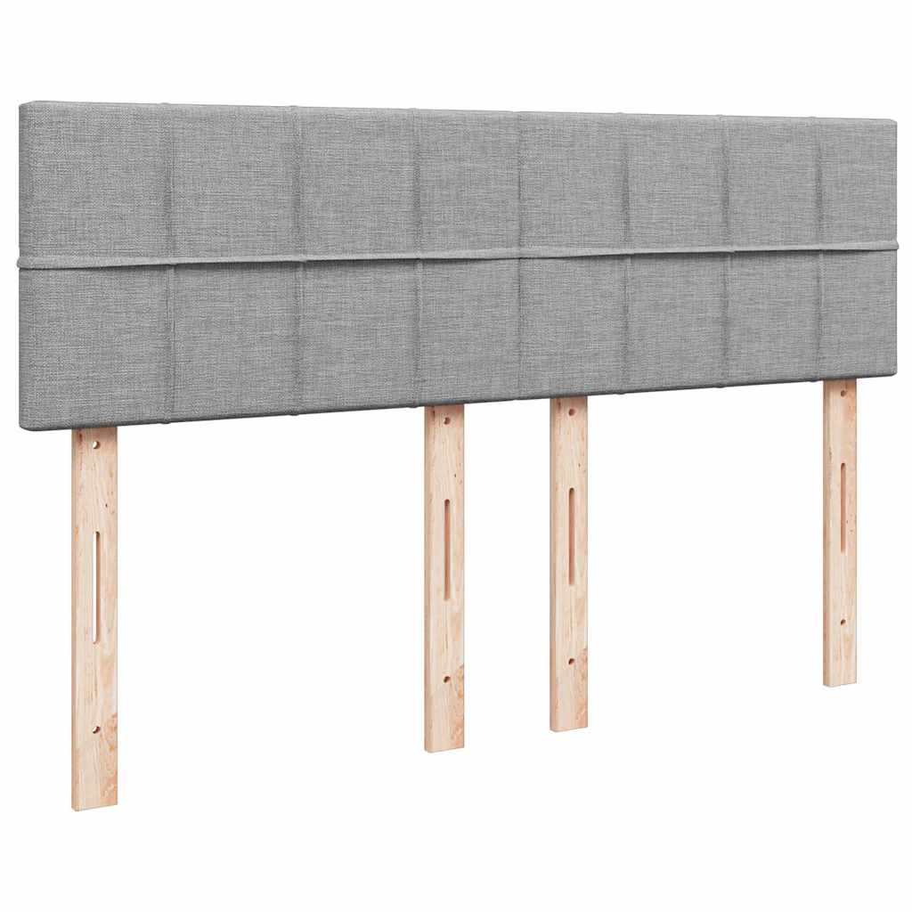Bed poef met matras en LED's stof 140x190 cm lichtgrijs