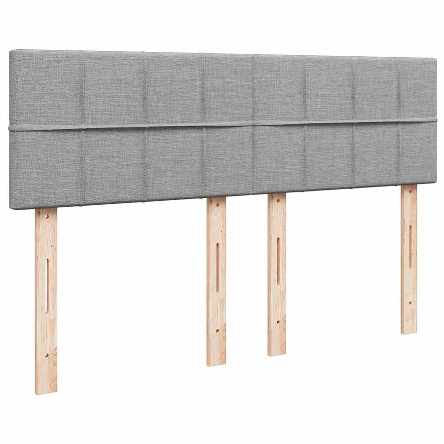 Bed poef met matras en LED's stof 140x190 cm lichtgrijs