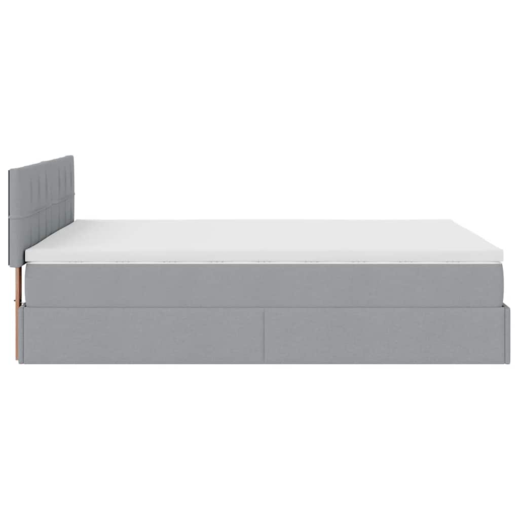 Bed poef met matras en LED's stof 140x190 cm lichtgrijs