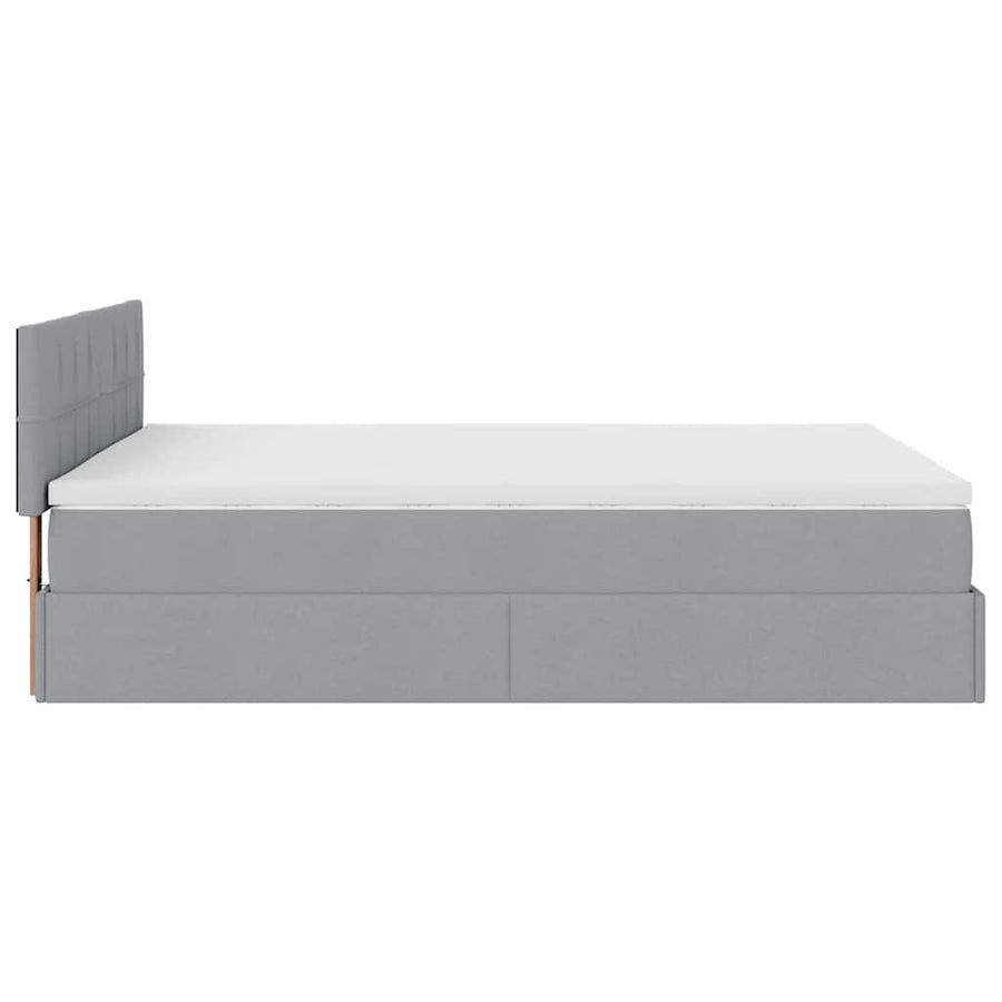 Bed poef met matras en LED's stof 140x190 cm lichtgrijs